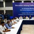 Members of opposition parties met before going to the Election Commission of India to register concerns about electronic voting machine fraud