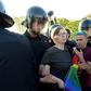 Russian riot police detained gay rights activist during World Day Against Homophobia and Transophobia in Saint Petersburg on May 17, 2019.About ten LGBT activists took part in the protest with four arrested by the police in Russia's second largest city