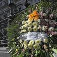 A floral wreath outside Buenos Aires' Congress building where lawmaker Hector Olivares was fatally wounded in a shooting last week that left his friend Marcelo Yadon dead at the scene