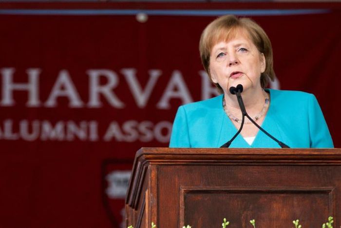 German Chancellor Angela Merkel delivered the keynote speech at Harvard University's 368th commencement ceremony