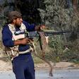 A Libyan fighter loyal to the Government of National Accord in clashes with forces loyal to strongman Khalifa Haftar south of the capital Tripoli
