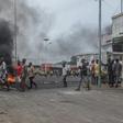 Protesters gather on the streets of Cadjehoun, the stronghold of former president of Benin Thomas Yayi Boni, on May 2, 2019 in Cotonou, Benin