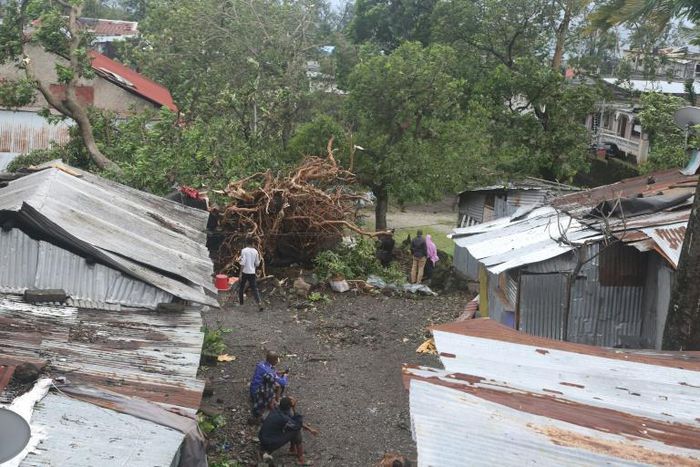 Shacks and trees were flattened in Moroni, the capital of Comoros, as Kenneth swung by on Thursday