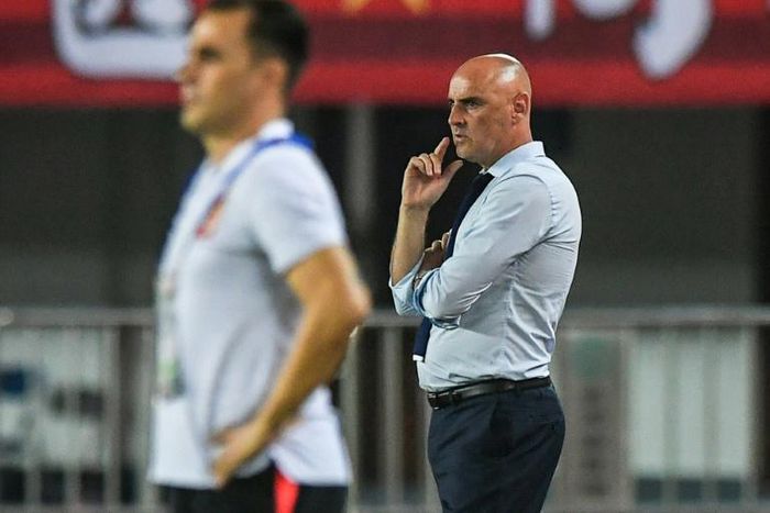 Melbourne Victory's head coach Kevin Muscat (right) during last month's AFC Champions League match against Guangzhou Evergrande