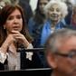 Ex-president Cristina Kirchner gestures as her corruption trial opens at the Comodoro Py courtroom in Buenos Aires, on May 21, 2019