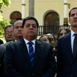Edgar Zambrano, pictured (left) with opposition leader Juan Guaido, has been transferred to Caracas' largest military complex, Fort Tiuna