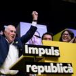 Esquerra Republicana de Catalunya's candidate for Barcelona's mayoralty, Ernest Maragall, celebrates electoral results at the Barcelona Nord bus station in Barcelona on May 26, 2019 after Spain held European, regional and local elections