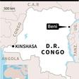 The military showed the bodies in Beni, where hundreds of civilians have been killed since 2014 in attacks blamed on a shadowy Islamist force called Allied Democratic Forces