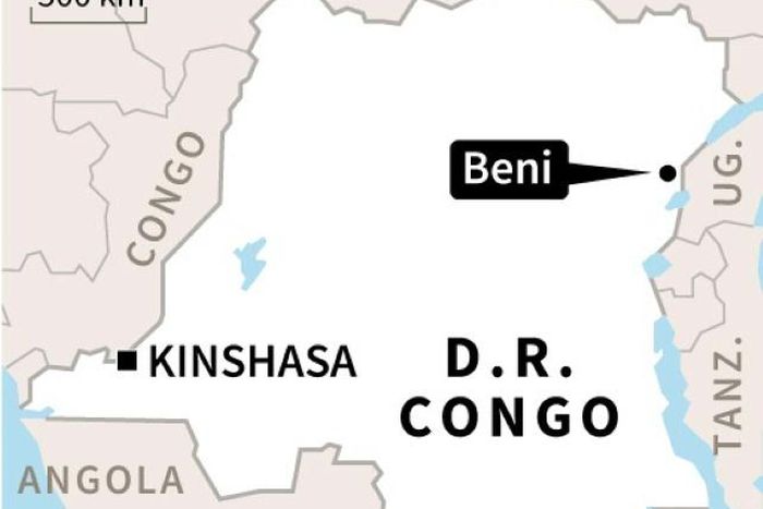 The military showed the bodies in Beni, where hundreds of civilians have been killed since 2014 in attacks blamed on a shadowy Islamist force called Allied Democratic Forces