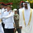 Abu Dhabi's Crown Prince Mohammed bin Zayed (C, pictured February 2019) discussed "regional developments" with Saudi Arabia's King Salman and his powerful son, Crown Prince Mohammed bin Salman