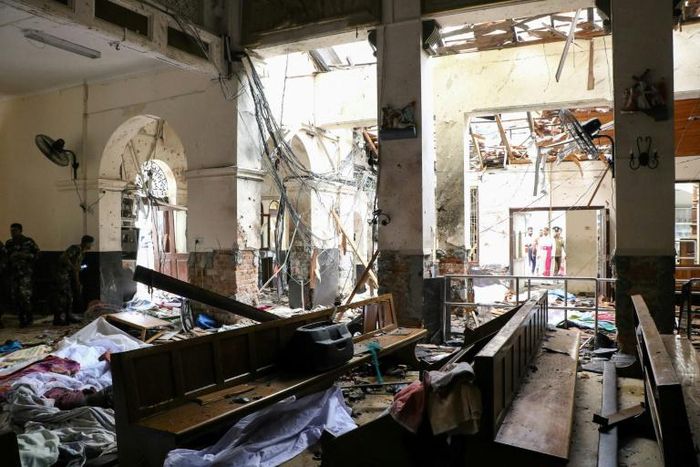 All three churches, including St. Anthony's Shrine, were left in ruins, bodies slumped over pews or lined up in aisles, torn bibles strewn over the floor