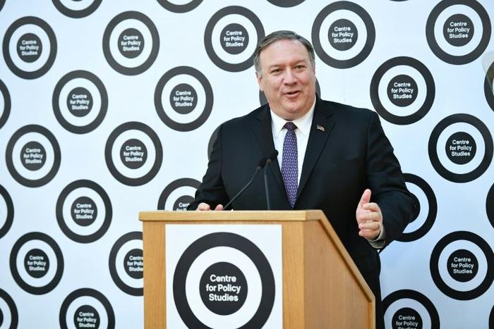 US Secretary of State Mike Pompeo speaks at Lancaster House in London