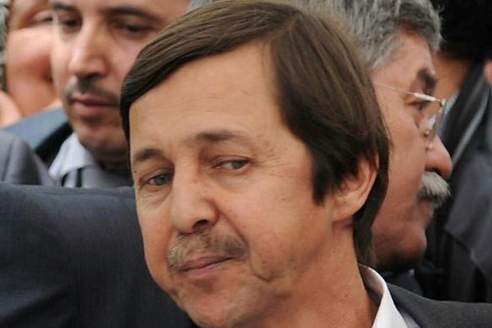 (FILES) In this file photo taken on May 19, 2012 Said Bouteflika, brother of te then Algerian President, attends the funeral of late Algerian singer Warda Al-Jazairia, one of the most famous singers in the Arab world, at the El-Alia cemetery, in Algier...