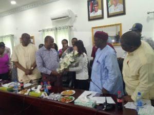 CCECC team on Saturday makes farewell presentation to the Minister of Transportation, Mr Rotimi Amaechi (NAN)