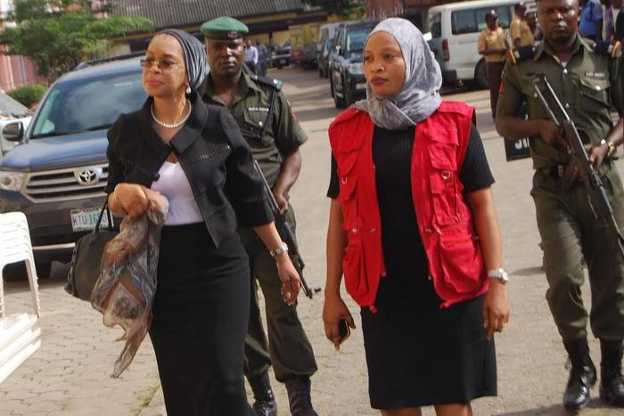 Economic and Financial Crimes Commission (EFCC) arraigned Hon Justice Rita Ofili Ajumogobia and Bar Godwin Obla [SAN} for alleged breach of public trust before Hon Justice Hakeem Oshodi at Ikeja high Court Lagos. Pix shows Hon Justice Rita Ofili Ajumog...