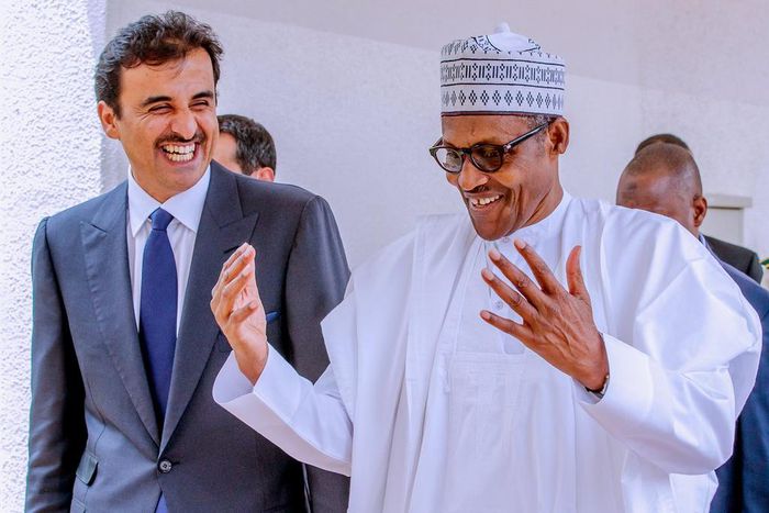 President Muhammadu Buhari holds a closed-door meeting with Emir of Qatar, His Highness Tamim Bin Hamad [Twitter@BashirAhmaad]