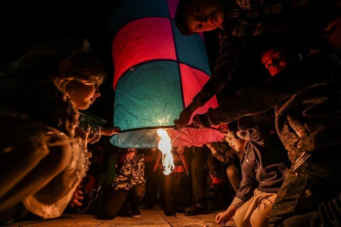 In the Peloponnese town of Leonidio, colourful hot-air lanterns symbolise the ressurection of Christ