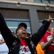 Members of the Independent Drivers Guild rallied at Uber and Lyft headquarters in New York as part of a protest to press demands for better pay and working conditions for the independent contractors
