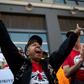 Members of the Independent Drivers Guild rallied at Uber and Lyft headquarters in New York as part of a protest to press demands for better pay and working conditions for the independent contractors