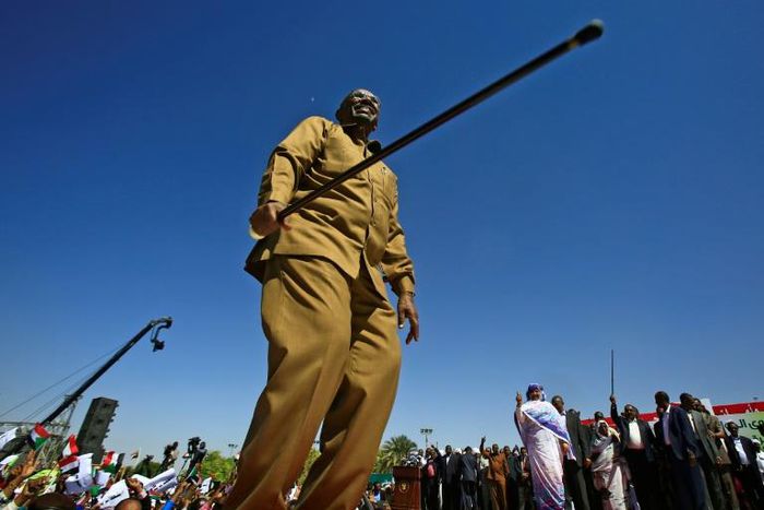 Sudan's Omar al-Bashir, seen here addressing supporters at a Khartoum rally before his ouster and detention by the army last week, ruled the country with an iron fist for three decades