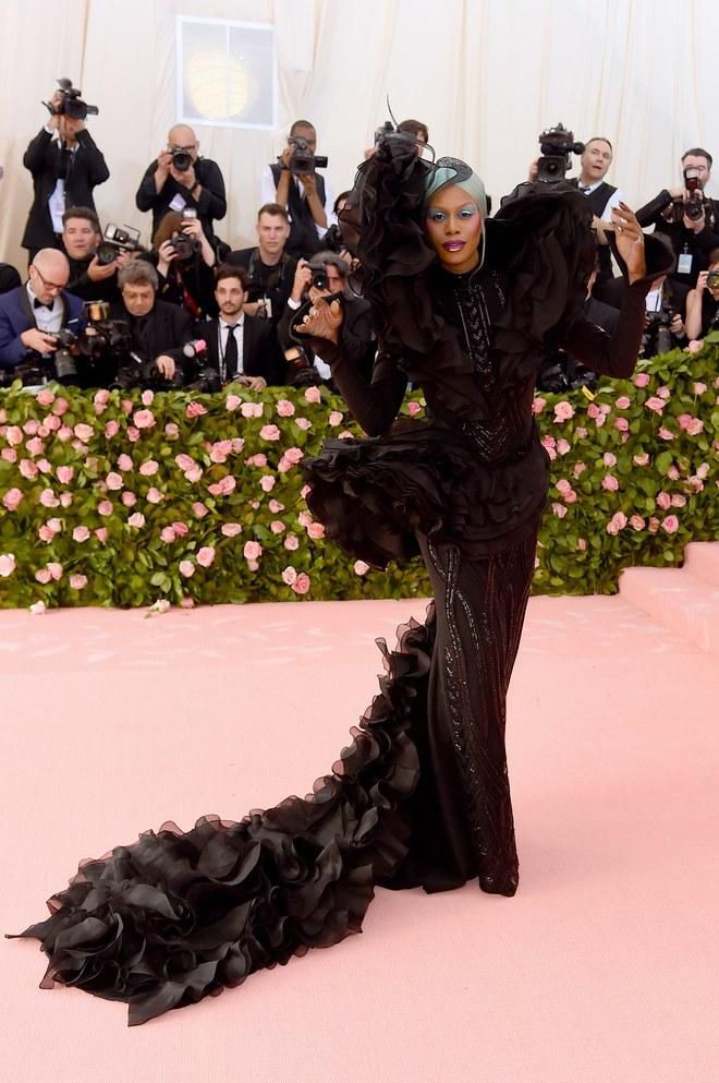 Laverne Cox arrives at the Met Gala 2019  [Credit: Vogue]