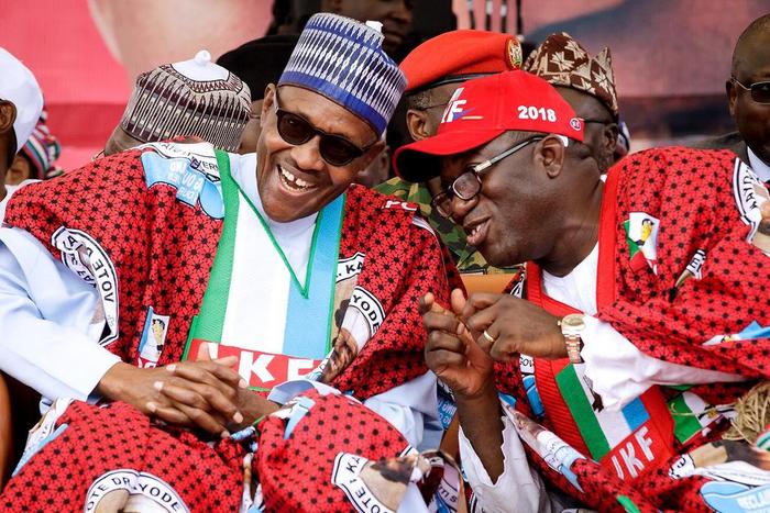 President Muhammadu Buhari (left) with Dr Kayode Fayemi (right)
