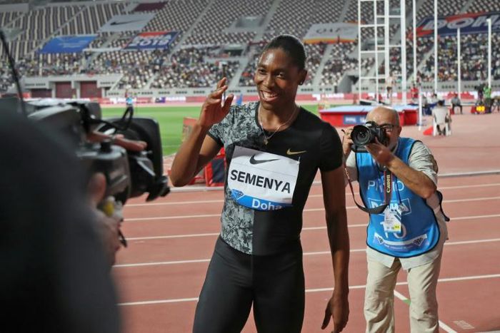 Victory: South Africa's Caster Semenya celebrates victory in Doha