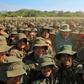 Venezuela's President Nicolas Maduro (C) posing with troops, in a handout photo released by the Venezuelan presidency