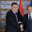 President of the European Council, Donald Tusk (R) welcomes Libyan Prime Minister Fayez al-Sarraj prior to a meeting in Brussels on May 13, 2019. Libyan strongman Khalifa Haftar's offensive against Tripoli represents a threat to international peace, th...