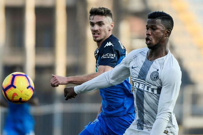 Joel Untersee (L), who could debut for South Africa at the 2019 Africa Cup of Nations, playing for Empoli in the Italian Serie A last year.
