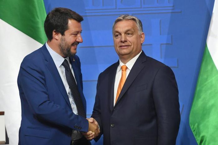 Italian Deputy Premier and Interior Minister Matteo Salvini (L) Hungarian Prime Minister Viktor Orban have taken a hard line on immigration