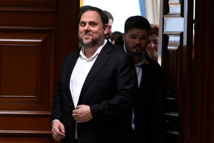 Former Catalonia vice president Oriol Junqueras was among five lawmakers who signed in on Monday