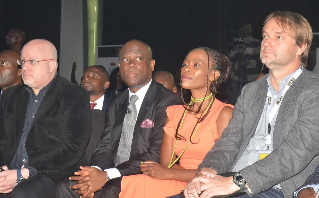 L-R: Brett King, Chief Executive Officer, Moven, United Kingdom; Herbert Wigwe, GMD/CEO, Access Bank Plc; Audrey Mothupi, CEO, Systemic Logic, South Africa, and Carl Wocke, CEO, Merlynn AI, South Africa, during the 2019 Africa Fintech Foundry (AFF) Dig...