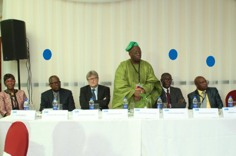 L-R: Prof Janet Ajuluchukwu (University of Lagos Teaching Hospital, Lagos), Prof Michael Balogun (Obafemi Awolowo University Teaching Hospital, Ile-Ife), Prof Michael Böhm (University of Saarland, Hamburg, Germany), Emeritus Professor Ayodele Falase (C...