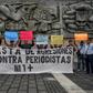 Mexican journalists in Veracruz protest on March 22, 2018 following the murder of their colleague Leobardo Vazquez Atzin, who was gunned down in the state plagued by drug cartel violence