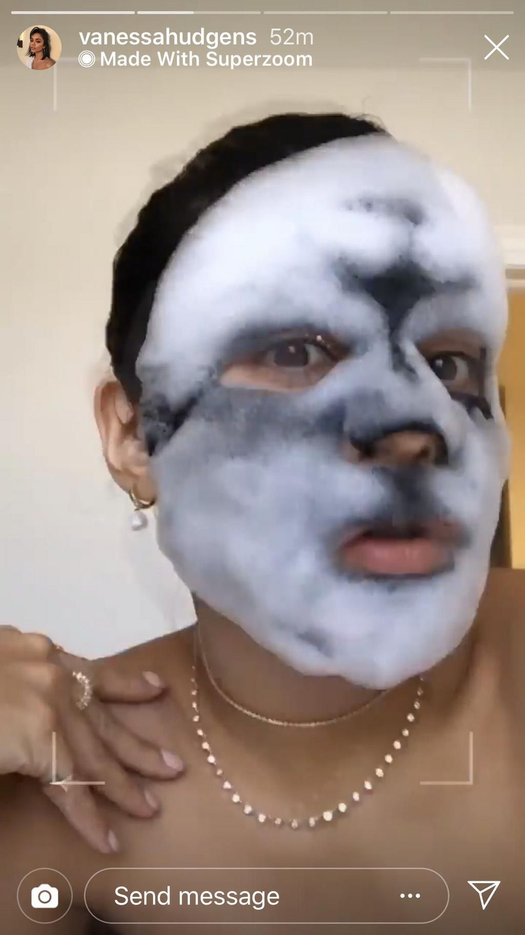 Vanessa Hudgens Posted Bubbling Face Mask Selfie On Instagram