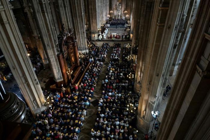 With Notre-Dame sealed off because of the fire damage, French Catholics attended Easter mass in Saint-Eustache church in Paris
