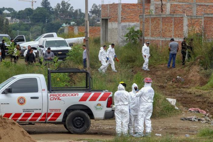 Forensic and civil protection personnel work at a clandestine grave where local authorities have found at least 16 bodies, in Agua Escondida neighborhood,in Tonala, Jalisco state, Mexico, in October 2018.