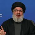 Hezbollah leader Hassan Nasrallah giving a previous speech on Hezbollah's al-Manar TV on March 26, 2019