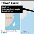 Map locating a quake off the coast of Taiwan on Monday.