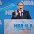 Wayne LaPierre, CEO of the powerful National Rifle Association in the US, is seen speaking at the group's convention on April 26, 2019; he appears to have forced out NRA President Oliver North in an angry public dispute