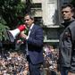 Venezuela's top court has ordered the arrest of Leopoldo Lopez, seen here April 30 with opposition leader Juan Guaido (C), for violating the terms of his house arrest