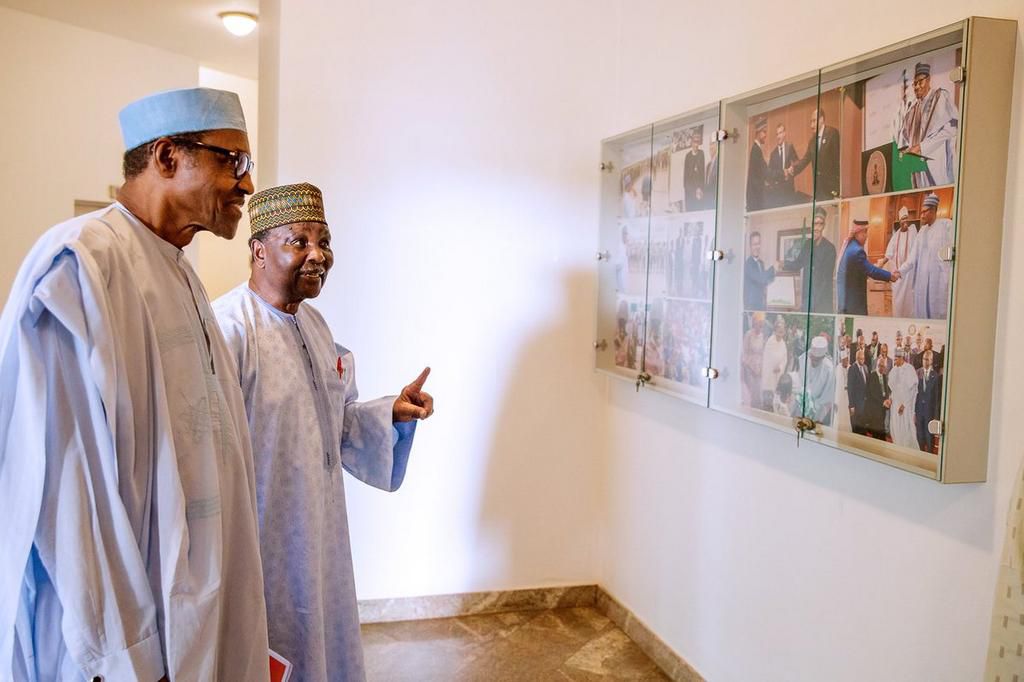President Muhammadu Buhari and Former Head of State, Gen. Yakubu Gowon [Twitter/@BashirAhmaad]