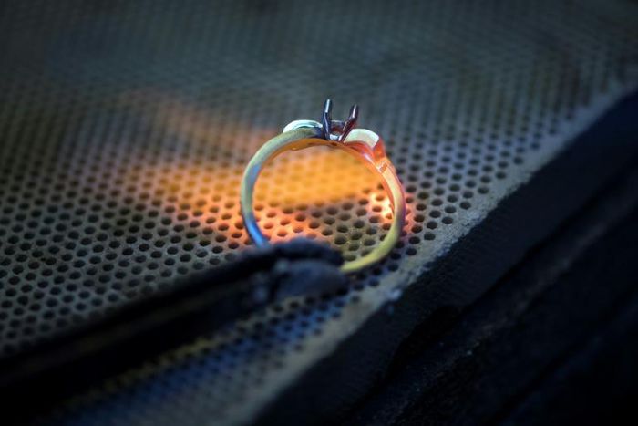 Ethical, sustainable gold is the credo of an increasing number of jewellers producing items such as this ring at a Paris workshop as they bid to limit the environmental impact of mining