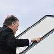 US Secretary of State Mike Pompeo boards a plane as departs Finland after speaking in an Arctic Council meeting, and after abruptly cancelling a visit to Germany