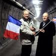Philippe Cozette (L) and Graham Fagg dug the last metres of the Channel tunnel 25 years ago