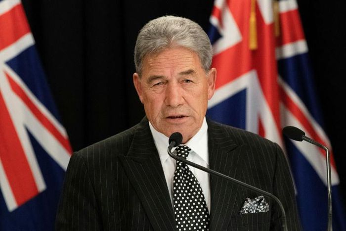 New Zealand Foreign Minister Winston Peters (pictured March 2019) placed a wreath of flowers at the foot of the Oslo memorial