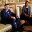 Libyan Prime Minister Fayez al-Sarraj (l) with French President Emannuel macron at the Elysee Palace in Paris