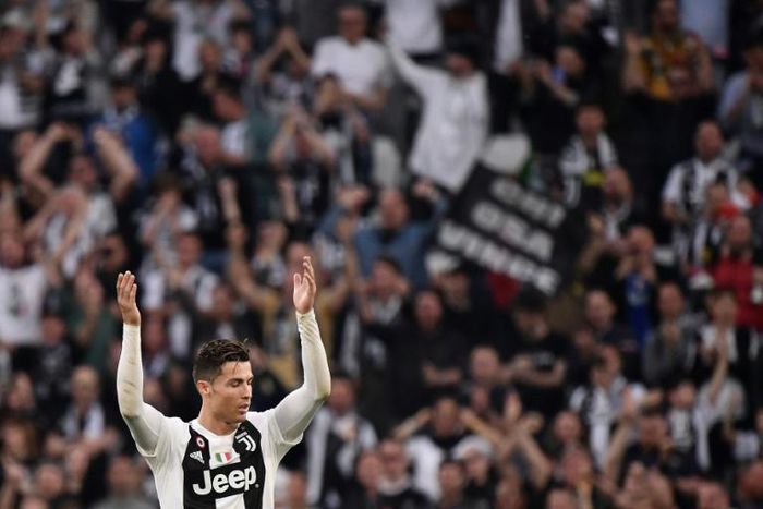 Ronaldo celebrates after Juventus seal their eighth straight title