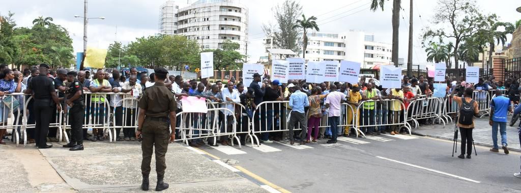 Traders from Computer Village, Ikeja during their protest to Lagos State House of Assembly on Tuesday
